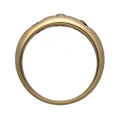 18ct Gold Diamond & Ruby Vintage Style Band Ring