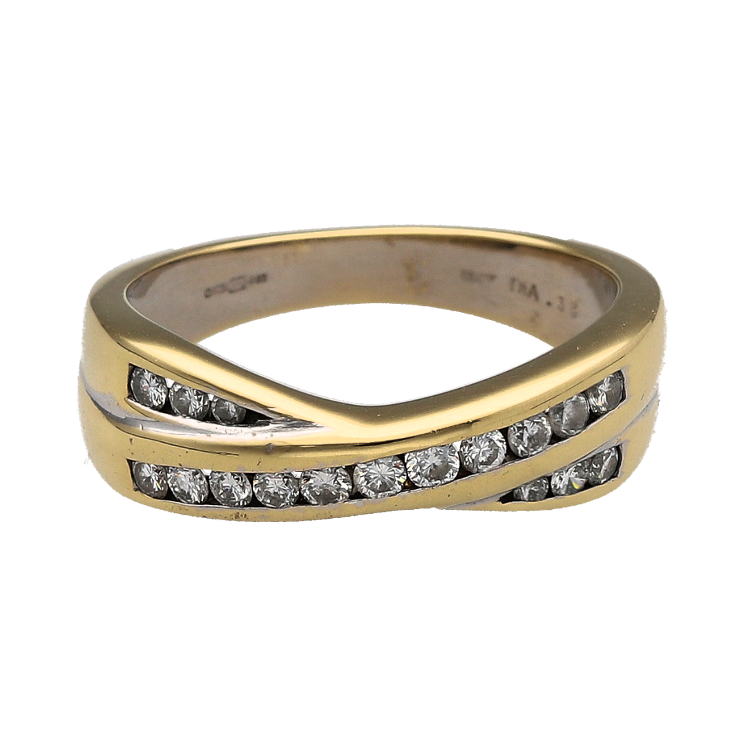 18ct Gold & Diamond Crossover Band Ring