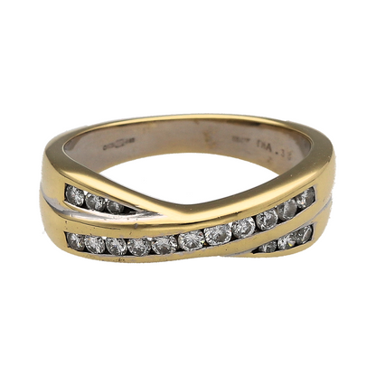 18ct Gold & Diamond Crossover Band Ring
