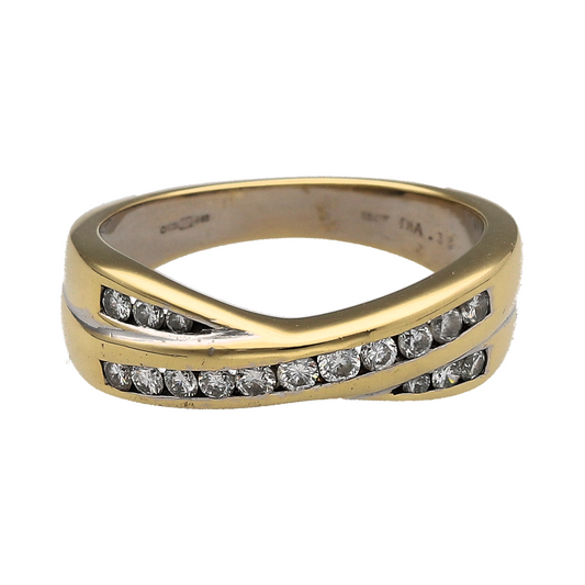18ct Gold & Diamond Crossover Band Ring