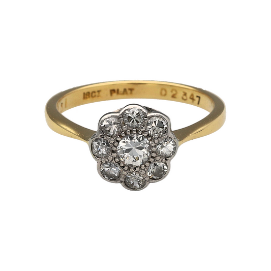 18ct Gold & Platinum Diamond Cluster Ring