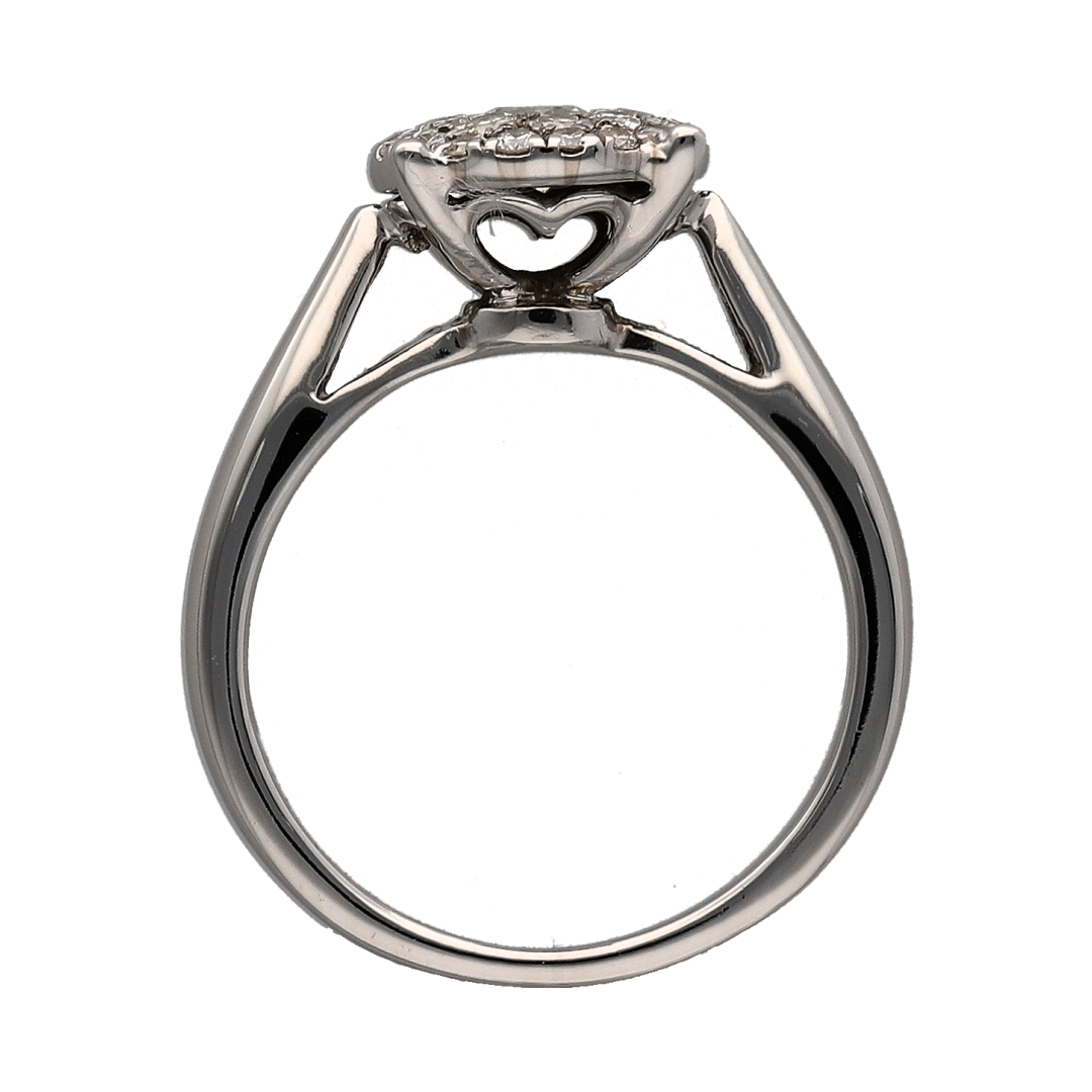 18ct White Gold & Diamond Double Halo Cluster Ring