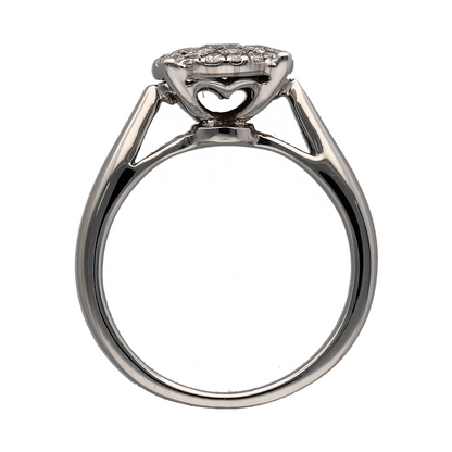 18ct White Gold & Diamond Double Halo Cluster Ring
