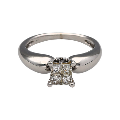 18ct White Gold & Diamond Illusion Solitaire Ring
