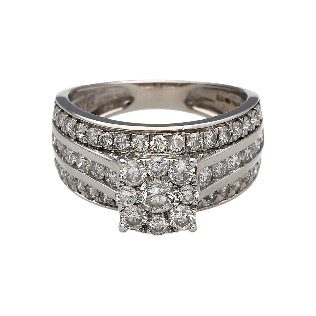 18ct White Gold & Diamond Cluster Ring