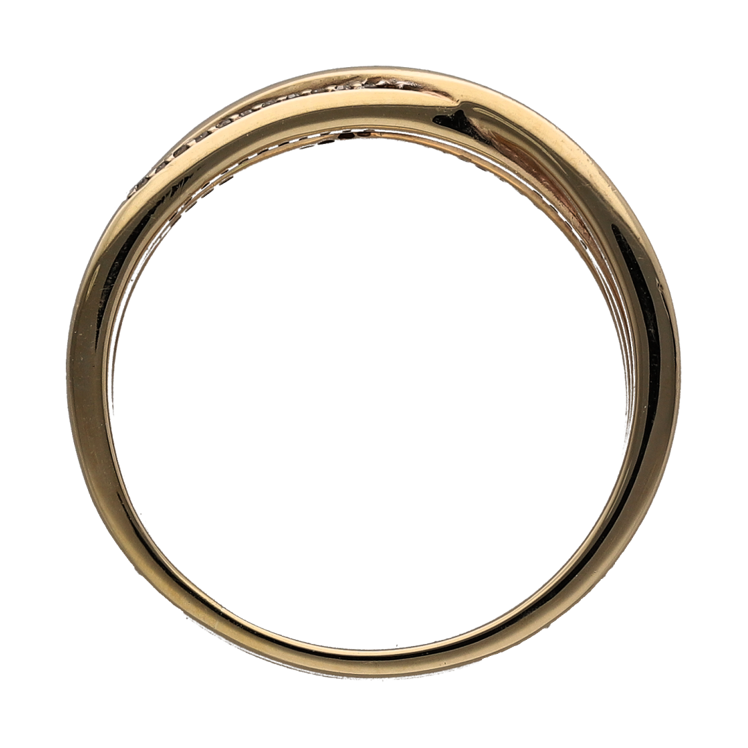 9ct Gold & Diamond Overlap Wide Band Ring