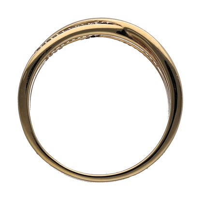9ct Gold & Diamond Overlap Wide Band Ring