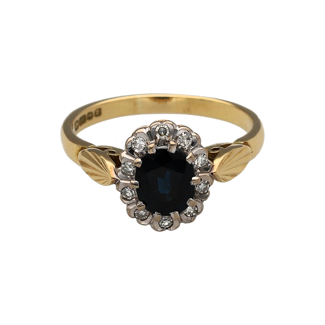 18ct Gold Diamond & Sapphire Cluster Ring