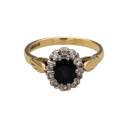 18ct Gold Diamond & Sapphire Cluster Ring