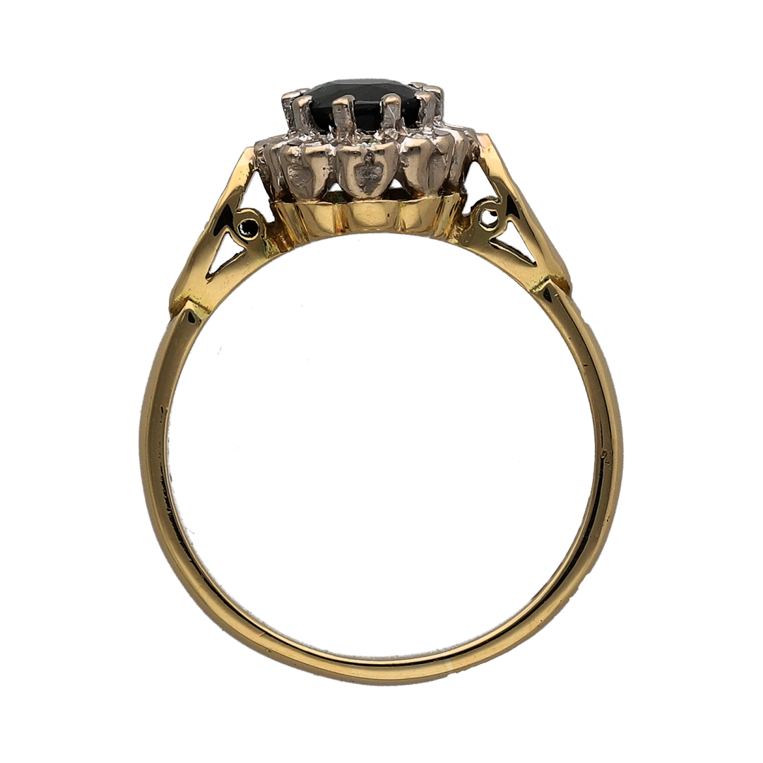 18ct Gold Diamond & Sapphire Cluster Ring