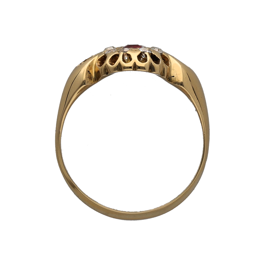 18ct Gold Diamond & Ruby Cluster Ring
