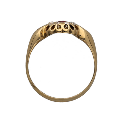 18ct Gold Diamond & Ruby Cluster Ring