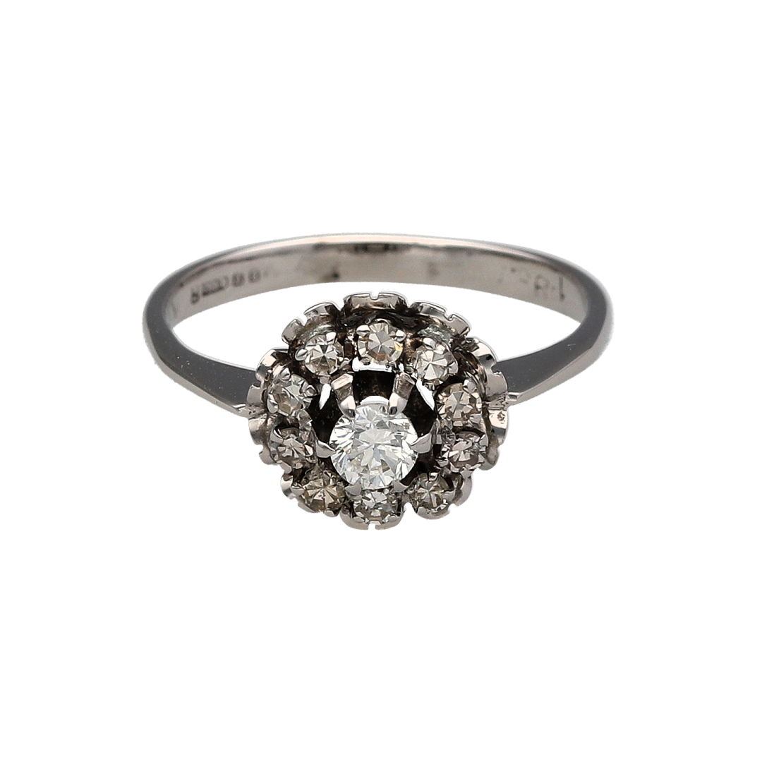 18ct White Gold & Diamond Cluster Ring