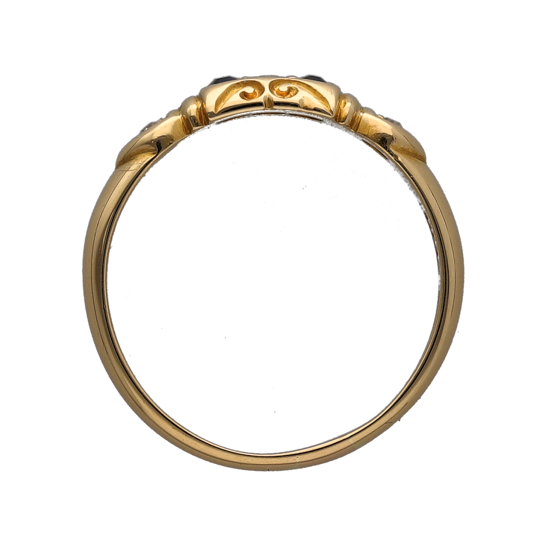 18ct Gold Diamond & Sapphire Vintage Band Ring