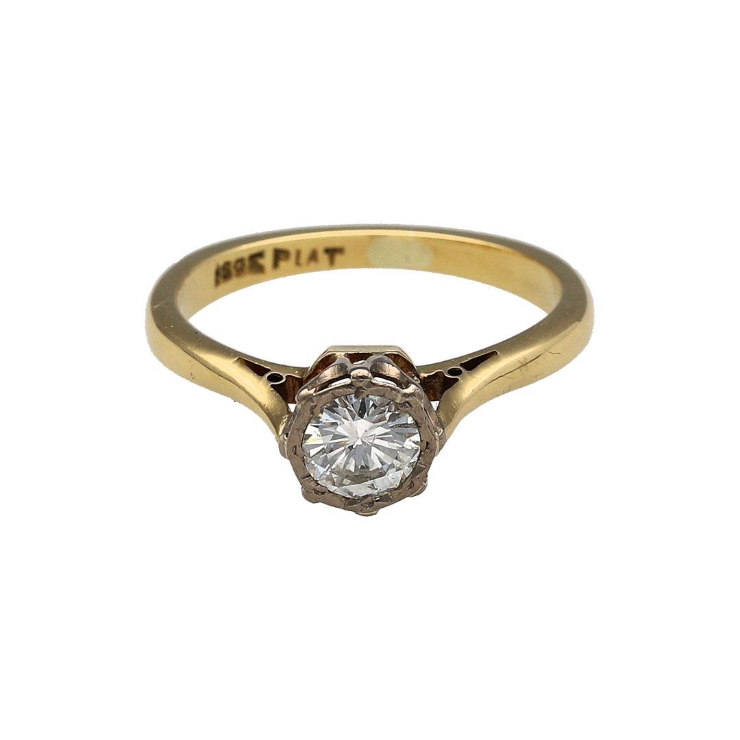 18ct Gold & Platinum Diamond Solitaire Ring