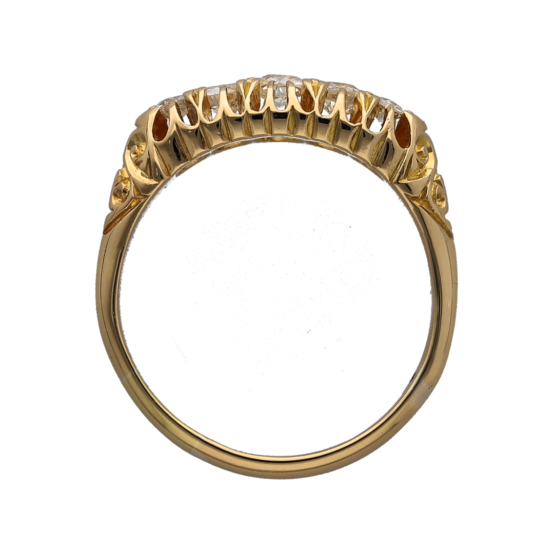 18ct Gold & Diamond Five Stone Vintage Band Ring