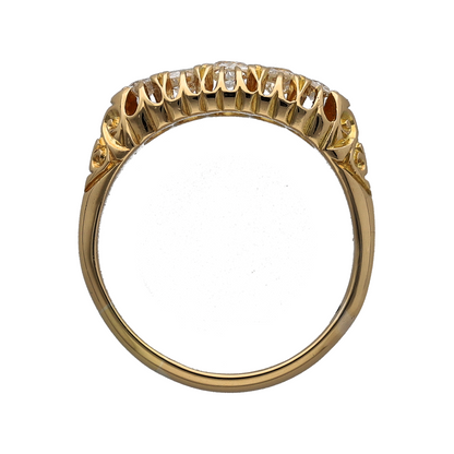 18ct Gold & Diamond Five Stone Vintage Band Ring
