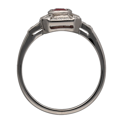 18ct White Gold Diamond & Ruby Ring