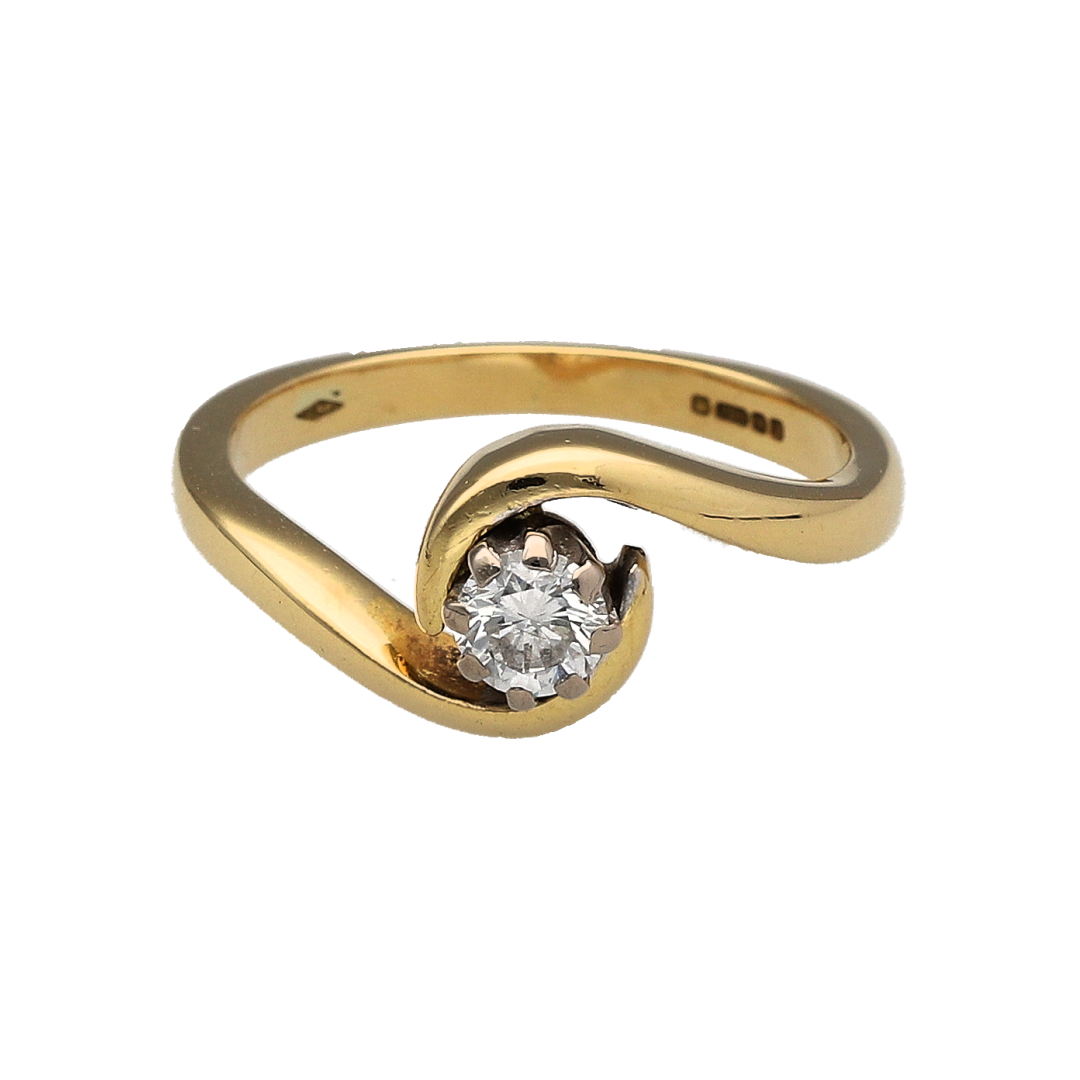 18ct Gold & Diamond Solitaire Twist Ring