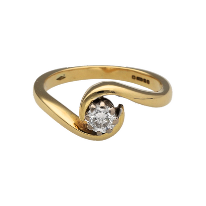 18ct Gold & Diamond Solitaire Twist Ring