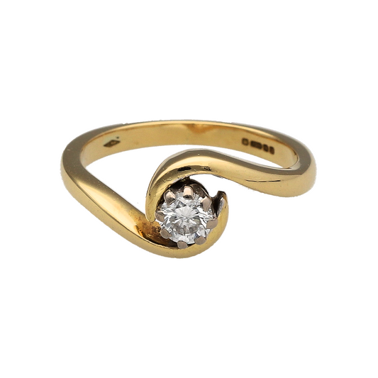 18ct Gold & Diamond Solitaire Twist Ring