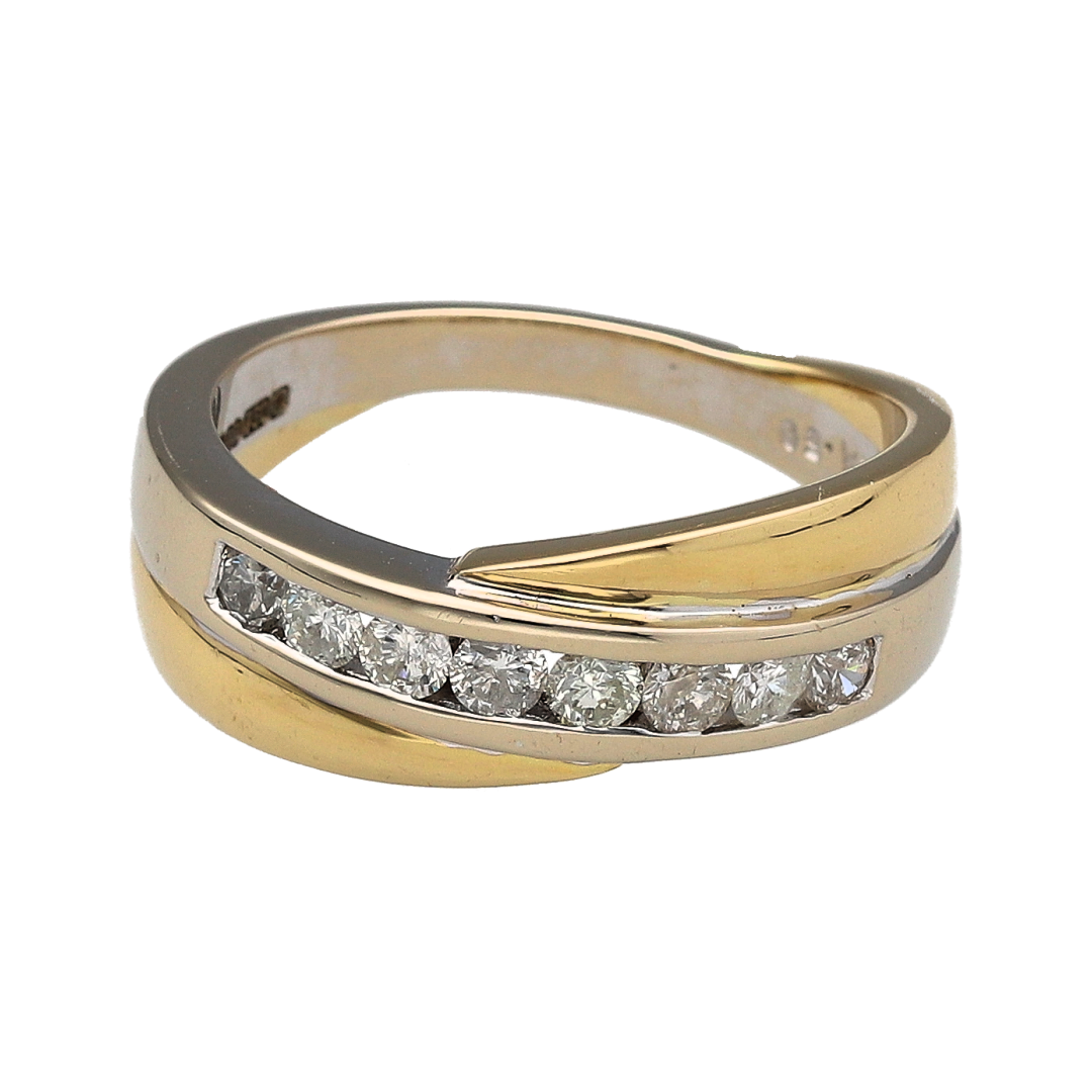 18ct Gold & Diamond Crossover Band Ring