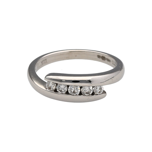 18ct White Gold & Diamond Overlap Band Ring