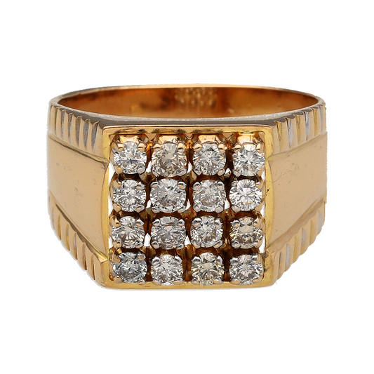 18ct Gold & Diamond Square Signet Ring
