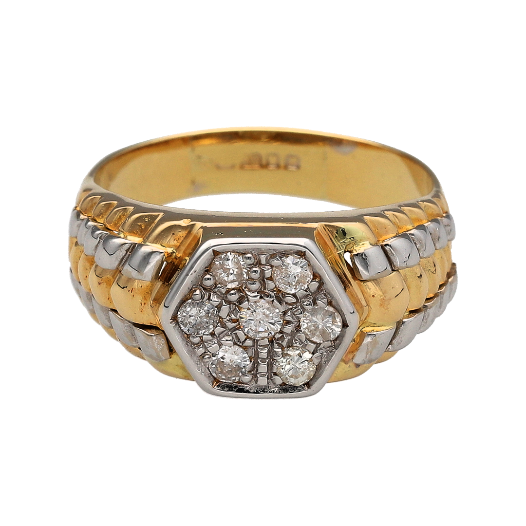 18ct Gold & Diamond Watch Style Signet Cluster Ring