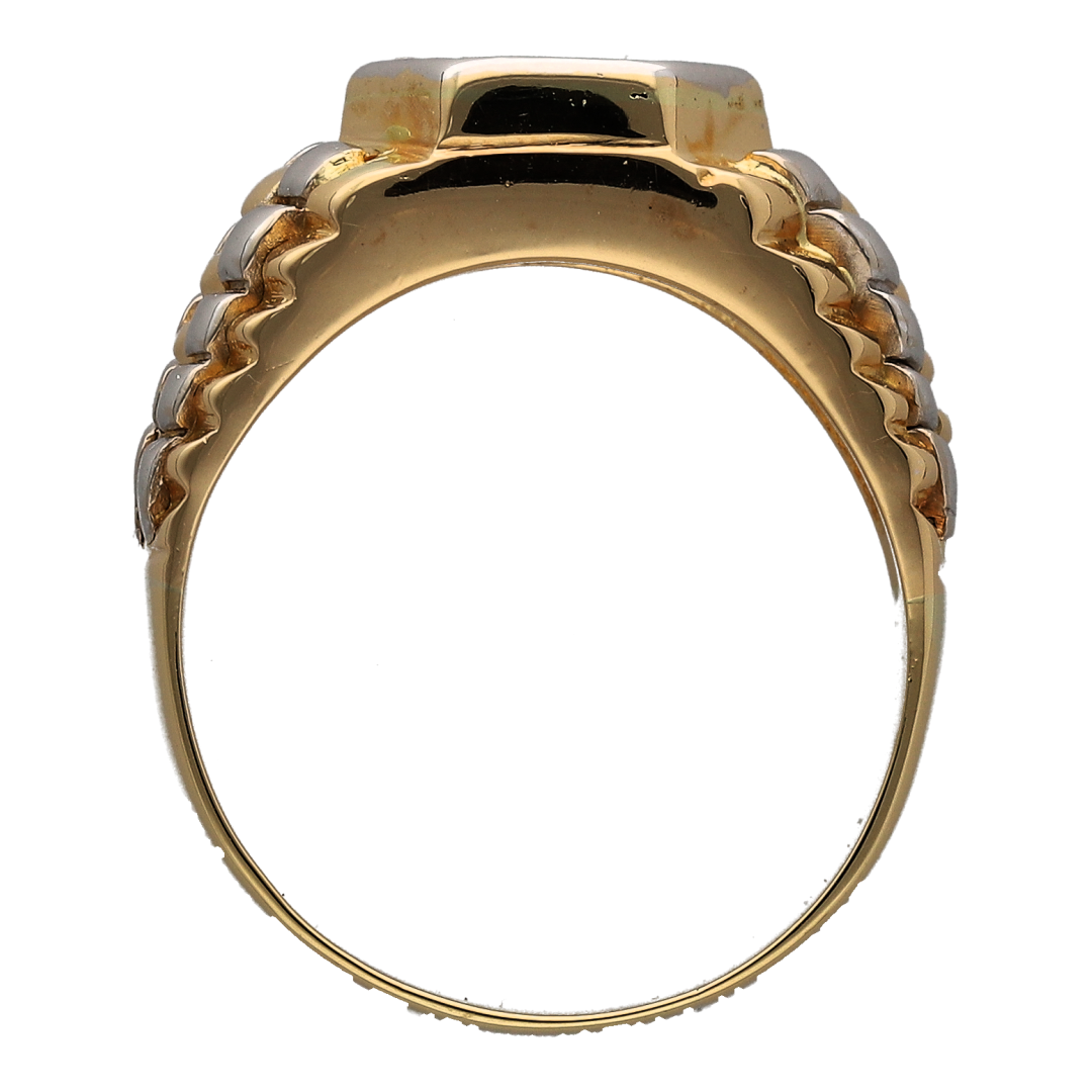 18ct Gold & Diamond Watch Style Signet Cluster Ring