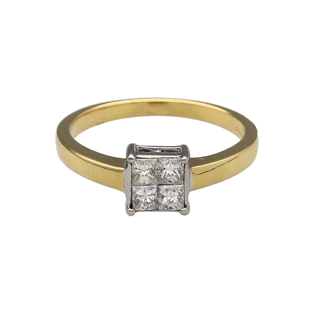 18ct Gold & Diamond Illusion Set Solitaire Ring