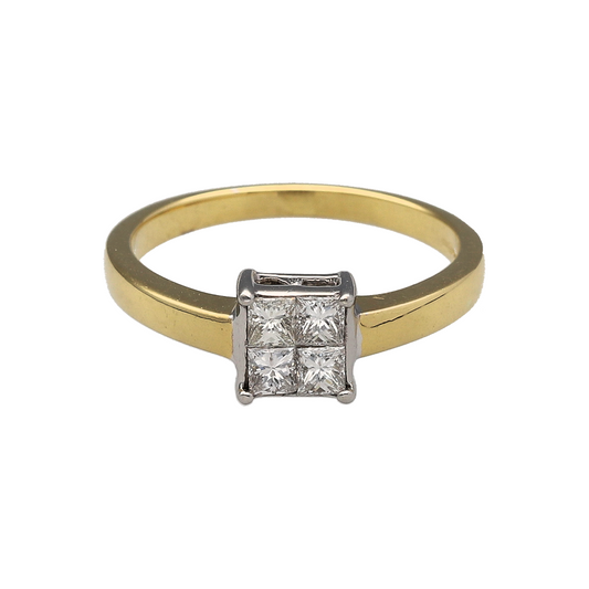 18ct Gold & Diamond Illusion Set Solitaire Ring
