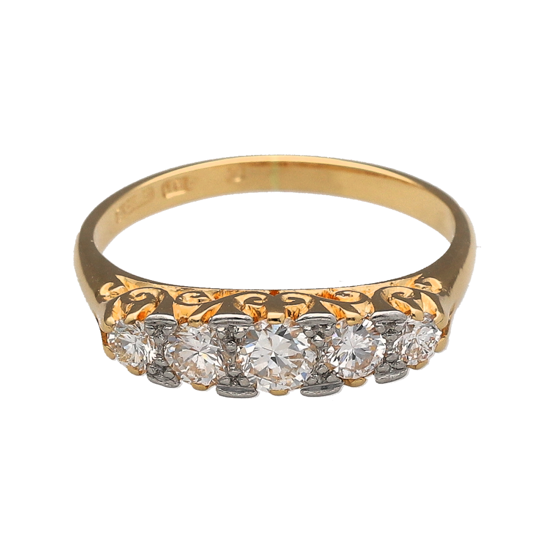 18ct Gold & Diamond Five Stone Band Ring