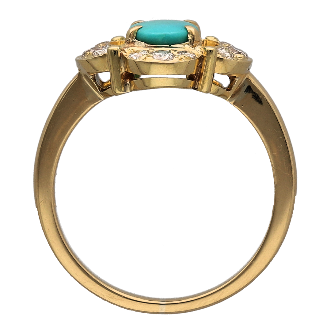 18ct Gold Diamond & Turquoise Ring
