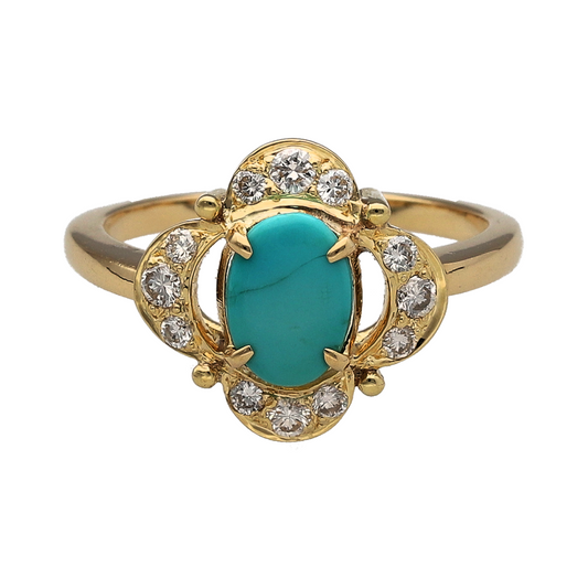 18ct Gold Diamond & Turquoise Ring