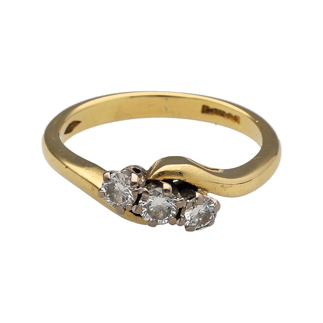 18ct Gold & Diamond Trilogy Twist Ring