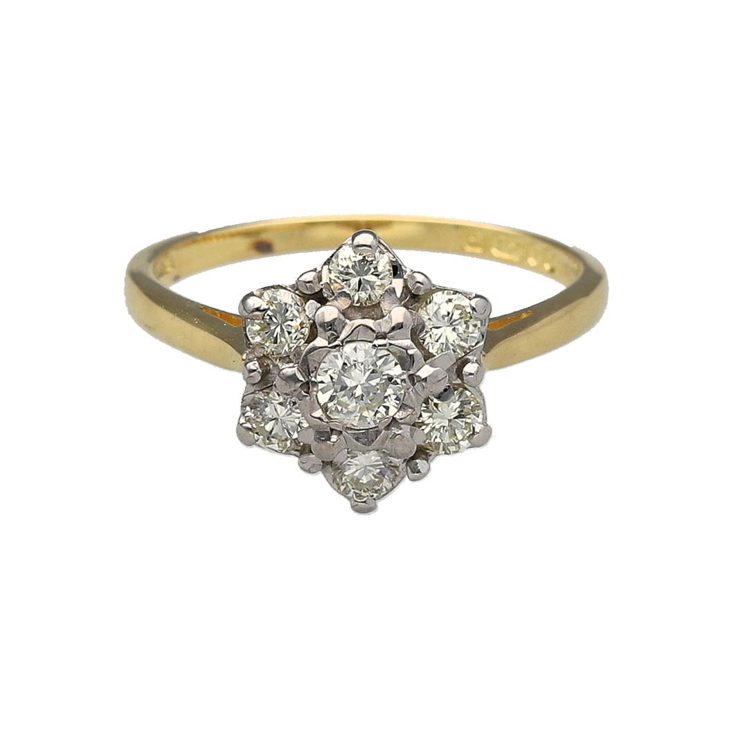 18ct Gold & Diamond Set Flower Cluster Ring