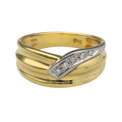 18ct Gold & Diamond Set Slight Wishbone Wide Band Ring