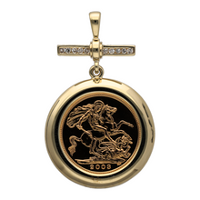Load image into Gallery viewer, 9ct Gold &amp; Diamond Set Half Sovereign Mount with a 22ct Half Sovereign
