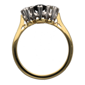 18ct Gold Diamond & Sapphire Set Trilogy Ring