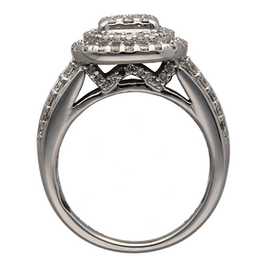 18ct White Gold & Diamond Set Halo Cluster Ring