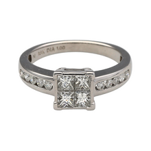 Load image into Gallery viewer, 18ct White Gold &amp; Diamond Illusion Set Princess Cut Solitaire Ring
