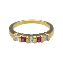 Load image into Gallery viewer, 18ct Gold Diamond &amp; Ruby Set Band Ring
