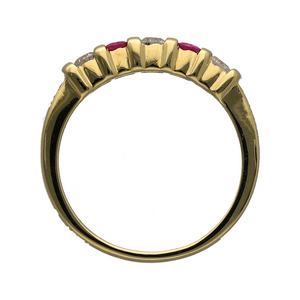 18ct Gold Diamond & Ruby Set Band Ring