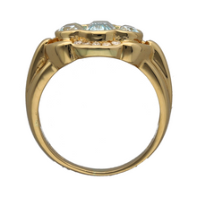 Load image into Gallery viewer, 18ct Gold Diamond &amp; Aquamarine Set Trilogy Ring
