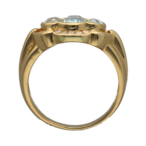 18ct Gold Diamond & Aquamarine Set Trilogy Ring