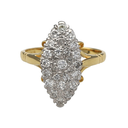 18ct Gold & Diamond Pave Set Marquise Ring