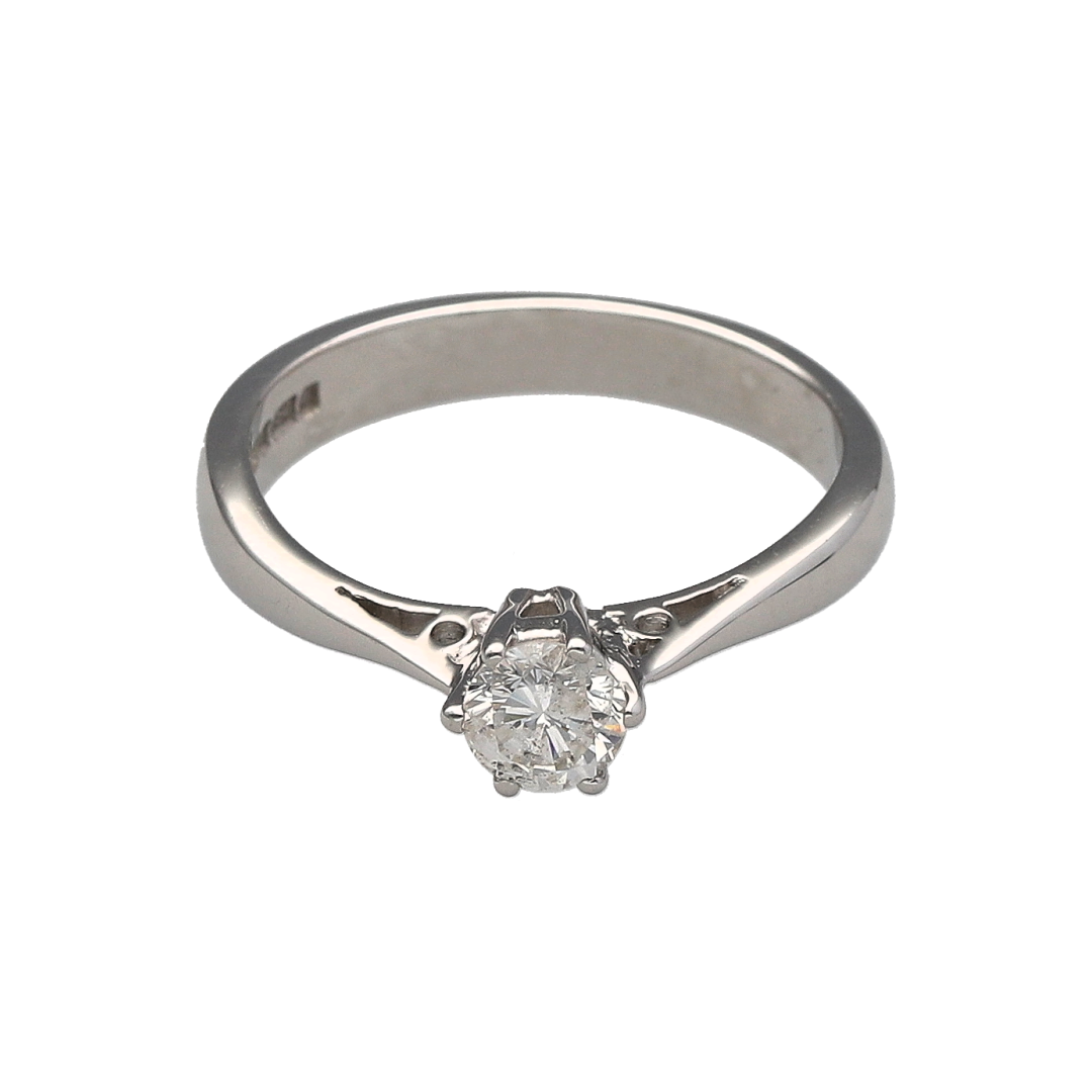18ct White Gold & Diamond Set Solitaire Ring