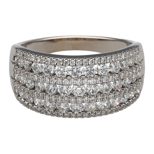 18ct White Gold & Diamond Set Wide Band Ring