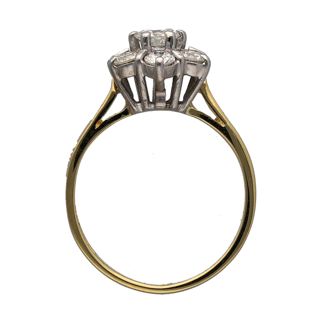 18ct Gold & Diamond Set Flower Cluster Ring
